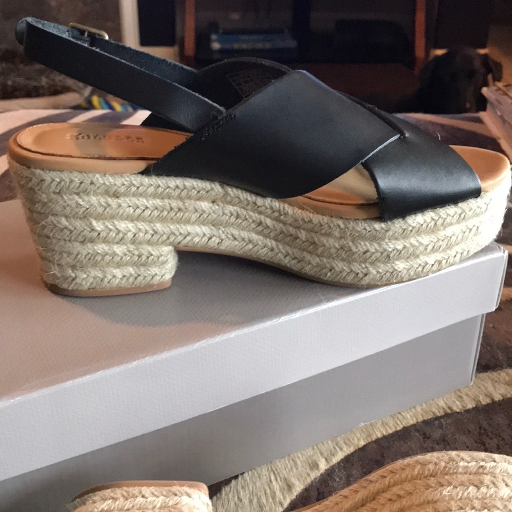 Open Toe Black Leather Platforms - image 4